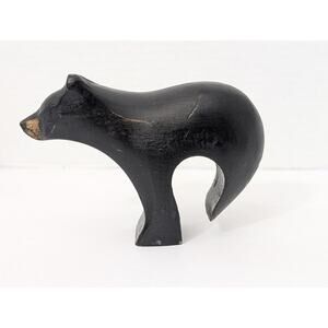 Hand Carved Wood Bear Figurine Signed B Wade 99 Canada Black Bear Folk Art Decor